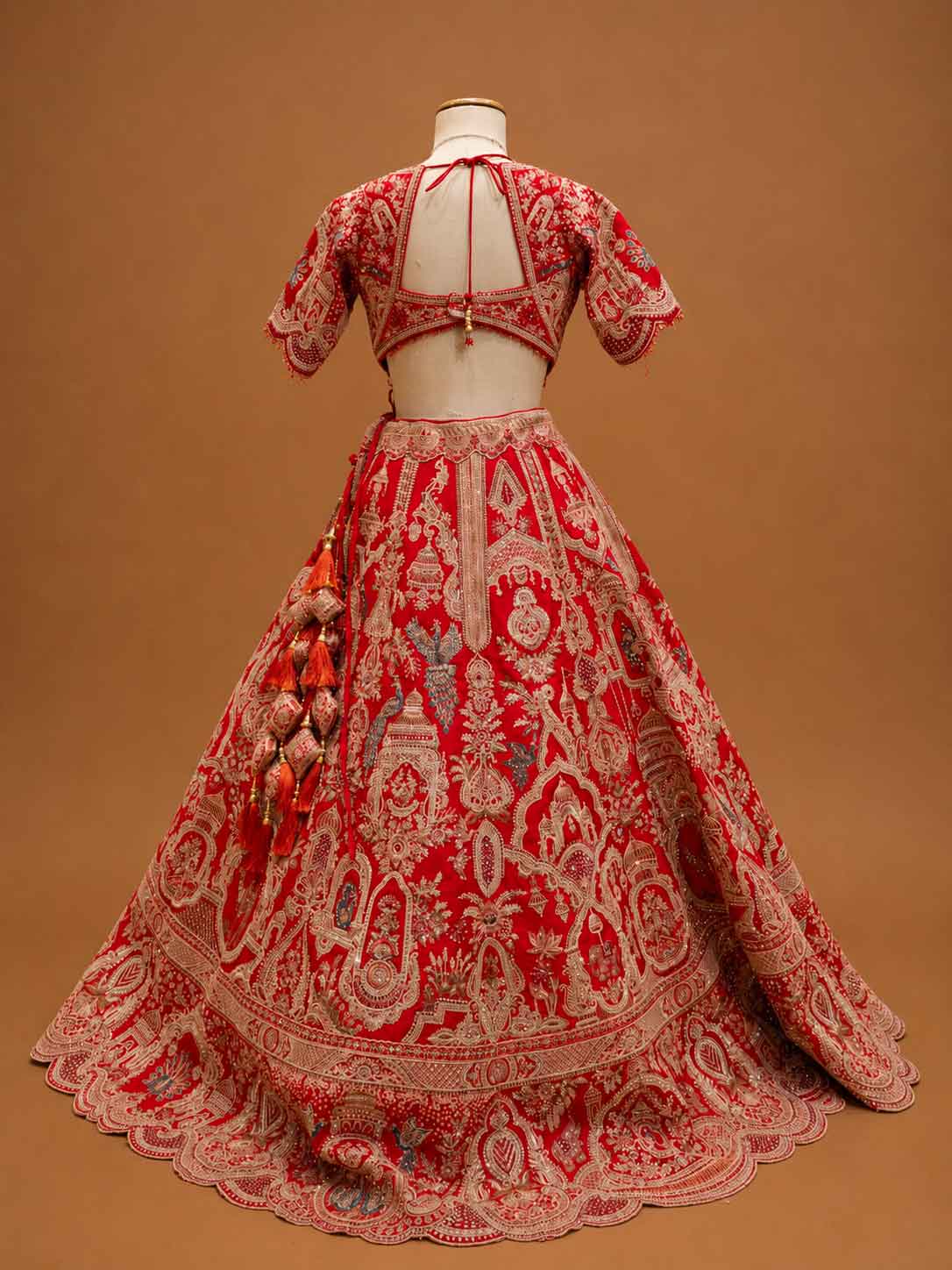 Royal Red Designer Bridal Lehenga with Heritage Embroidery & Embellished Dupatta