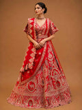 Royal Red Designer Bridal Lehenga with Heritage Embroidery & Embellished Dupatta