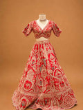 Royal Red Designer Bridal Lehenga with Heritage Embroidery & Embellished Dupatta