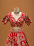 Royal Red Designer Bridal Lehenga with Heritage Embroidery & Embellished Dupatta