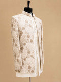 Premium Ivory & Gold Embroidered Indo-Western Sherwani Set for Men | Designer Wedding & Reception Wear