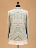 Premium Sage Green Embroidered Indo-Western Sherwani Set for Men | Wedding & Reception Wear