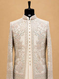 Luxury Ivory & Champagne Embroidered Indo-Western Sherwani Set for Men | Designer Wedding & Reception Wear