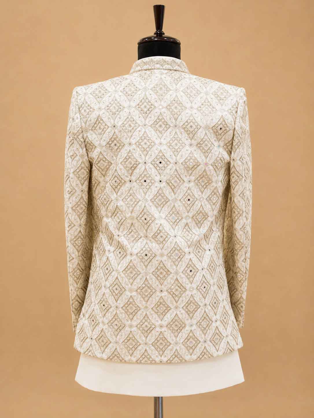 Premium Champagne Gold Embroidered Indo-Western Sherwani Set for Men | Luxury Wedding & Reception Wear