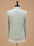 Premium Mint Green Embroidered Indo-Western Sherwani Set for Men | Designer Wedding & Festive Wear