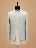 Premium Mint Green Embroidered Indo-Western Sherwani Set for Men | Designer Wedding & Festive Wear