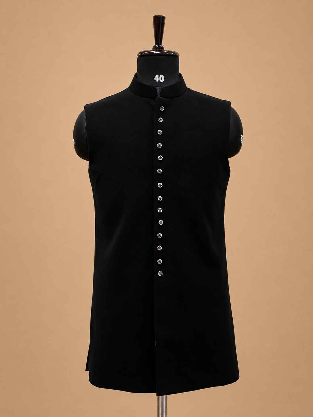 Luxury Black Embellished Indo-Western Sherwani Set for Men | Designer Wedding & Reception Wear