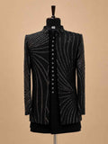 Luxury Black Embellished Indo-Western Sherwani Set for Men | Designer Wedding & Reception Wear