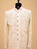 Luxury Ivory Embroidered Indo-Western Sherwani Set for Men | Premium Wedding & Reception Wear