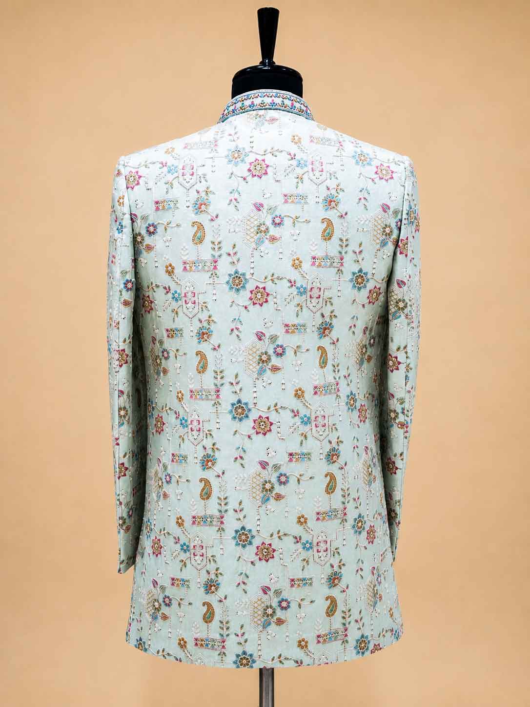 Pastel Mint Embroidered Sherwani Set for Men – Designer Wedding & Reception Ethnic Wear