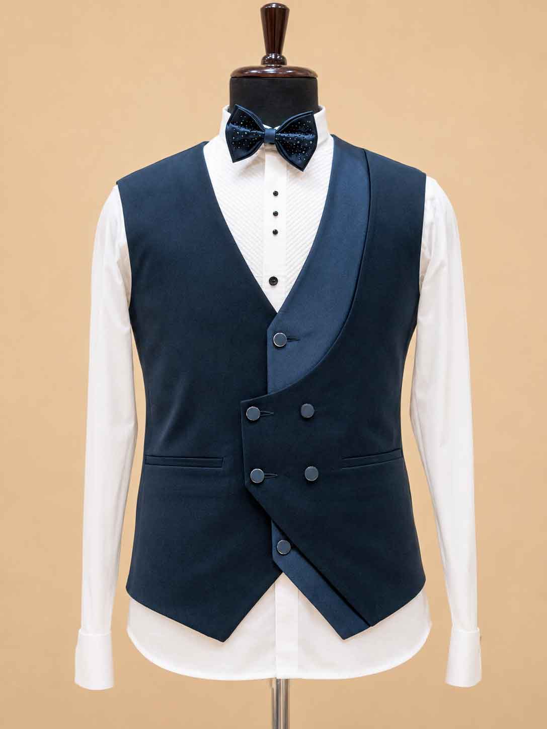 Luxury Midnight Blue Embellished Tuxedo Suit for Men | Designer Wedding, Reception & Black Tie Wear