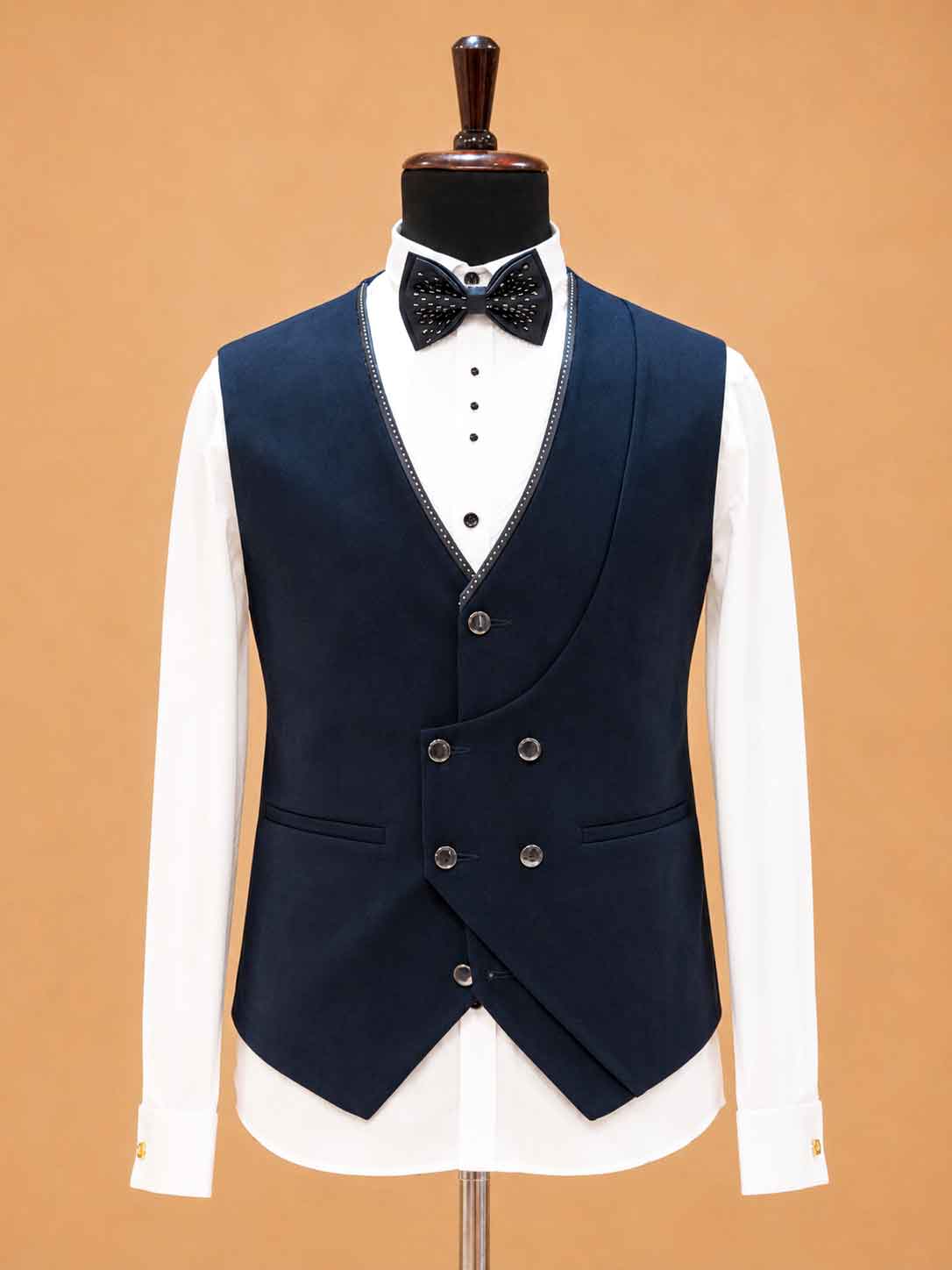 Luxury Navy Blue Embroidered Tuxedo Suit for Men | Premium Designer Wedding, Reception & Black Tie Wear