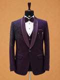 Luxury Deep Plum Embellished Tuxedo Suit for Men | Premium Designer Wedding, Reception & Black Tie Wear