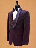 Luxury Burgundy Embellished Tuxedo Suit for Men | Premium Designer Wedding, Reception & Black Tie Wear