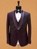 Luxury Burgundy Embellished Tuxedo Suit for Men | Premium Designer Wedding, Reception & Black Tie Wear