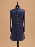 Men's Purple Jacquard Sherwani Set with Ivory Trousers | Premium Designer Wedding Ethnic Wear