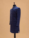 Men's Purple Jacquard Sherwani Set with Ivory Trousers | Premium Designer Wedding Ethnic Wear