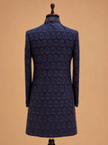 Men's Purple Jacquard Sherwani Set with Ivory Trousers | Premium Designer Wedding Ethnic Wear