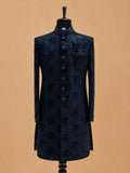 Men's Black Jacquard Sherwani Set with Black Dhoti Pants | Designer Wedding & Festive Ethnic Wear