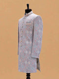 Men's Pastel Pink Jacquard Sherwani for Wedding & Reception | Designer Indo-Western Sherwani