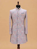 Men's Pastel Pink Jacquard Sherwani for Wedding & Reception | Designer Indo-Western Sherwani