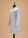 Men's Ice Blue Jacquard Sherwani Set with Dhoti Pants | Designer Wedding Ethnic Wear