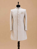 Men's Ice Blue Jacquard Sherwani Set with Dhoti Pants | Designer Wedding Ethnic Wear