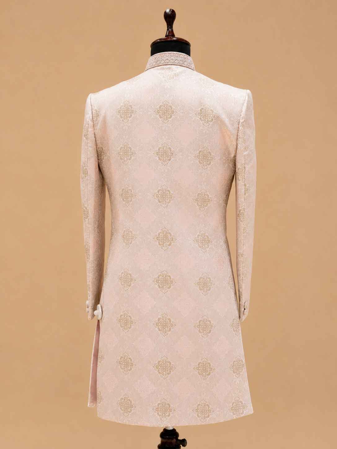Blush Pink Jacquard Sherwani Set for Men – Premium Wedding & Groom Ethnic Wear
