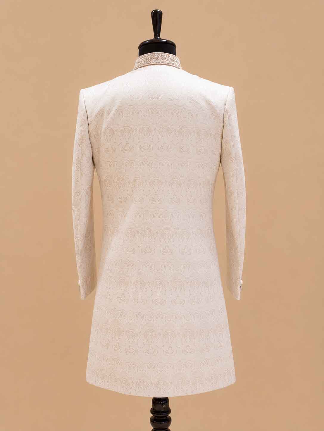 Men's Ivory Jacquard Sherwani Set for Wedding & Reception | Premium Designer Ethnic Wear