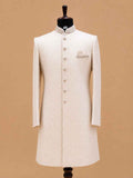 Men's Ivory Jacquard Sherwani Set for Wedding & Reception | Premium Designer Ethnic Wear