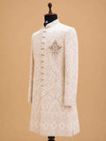 Men's Cream Embroidered Sherwani Set | Premium Designer Wedding & Groom Ethnic Wear