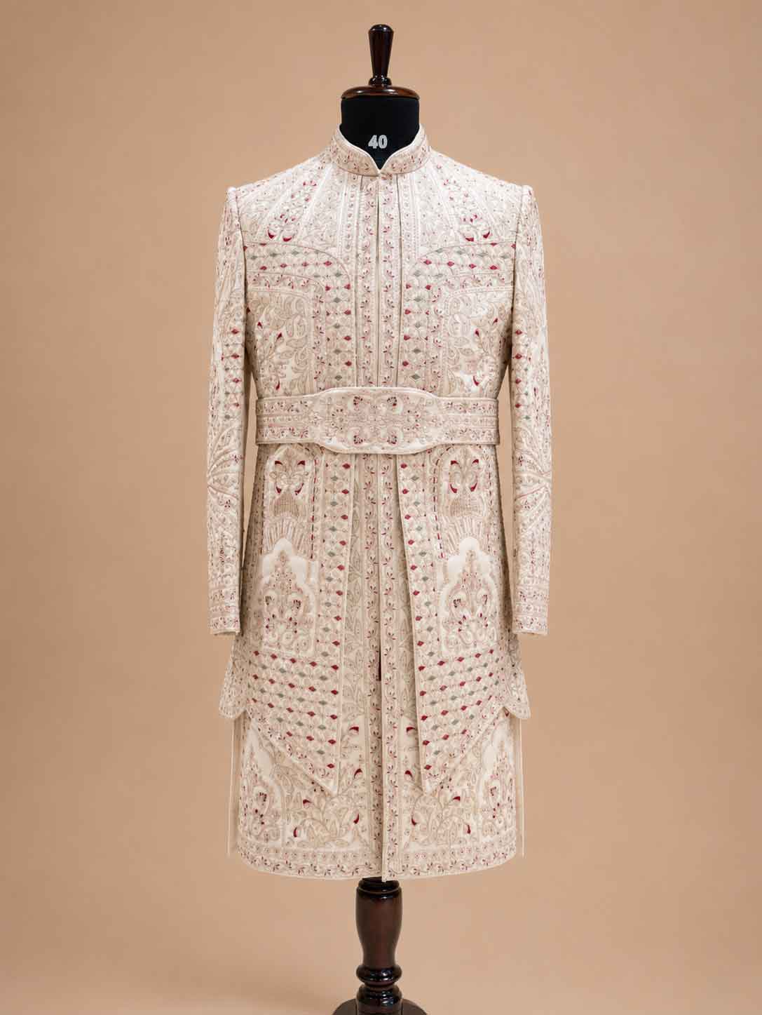 Men's Gold Embroidered Sherwani Set | Premium Designer Wedding & Groom Wear