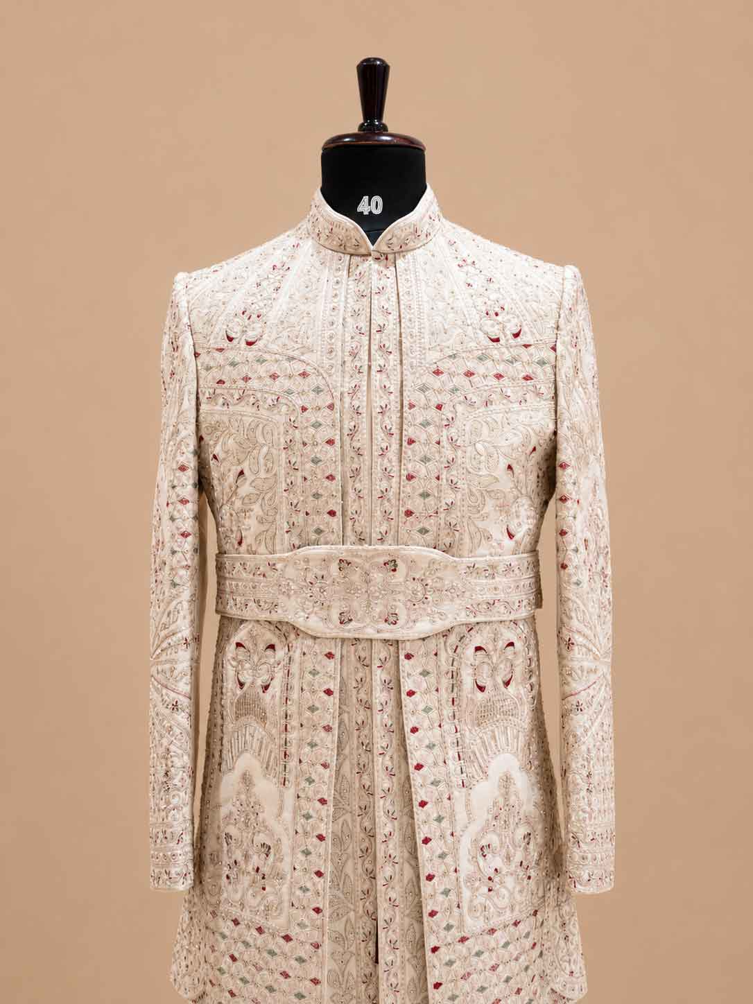 Men's Gold Embroidered Sherwani Set | Premium Designer Wedding & Groom Wear