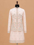 Men's Pink Kurta Pajama with Designer Embroidered Jacket | Premium Wedding & Festive Ethnic Wear