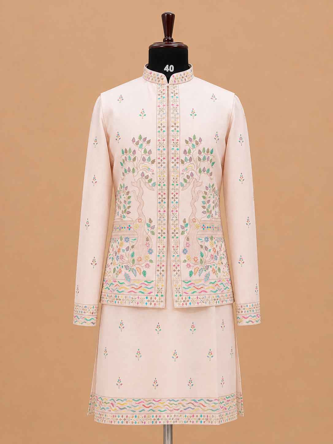Men's Pink Kurta Pajama with Designer Embroidered Jacket | Premium Wedding & Festive Ethnic Wear