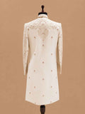Men's Premium Cream Embroidered Sherwani Set with Stole | Luxury Designer Groom Wedding Wear