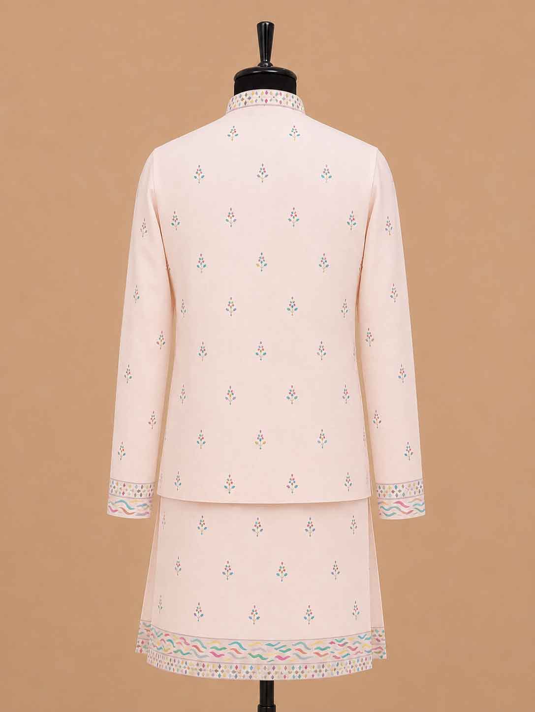 Men's Pink Kurta Pajama with Designer Embroidered Jacket | Premium Wedding & Festive Ethnic Wear
