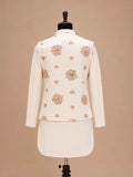 Men's Cream Kurta Pajama with Floral Embroidered Nehru Jacket | Premium Ethnic Wear for Weddings & Festive Occasions