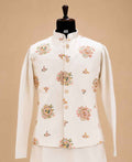 Men's Cream Kurta Pajama with Floral Embroidered Nehru Jacket | Premium Ethnic Wear for Weddings & Festive Occasions