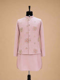 Men's Onion Pink Kurta Pajama with Floral Embroidered Nehru Jacket | Premium Ethnic Wear for Weddings & Festive Occasions