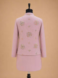 Men's Onion Pink Kurta Pajama with Floral Embroidered Nehru Jacket | Premium Ethnic Wear for Weddings & Festive Occasions