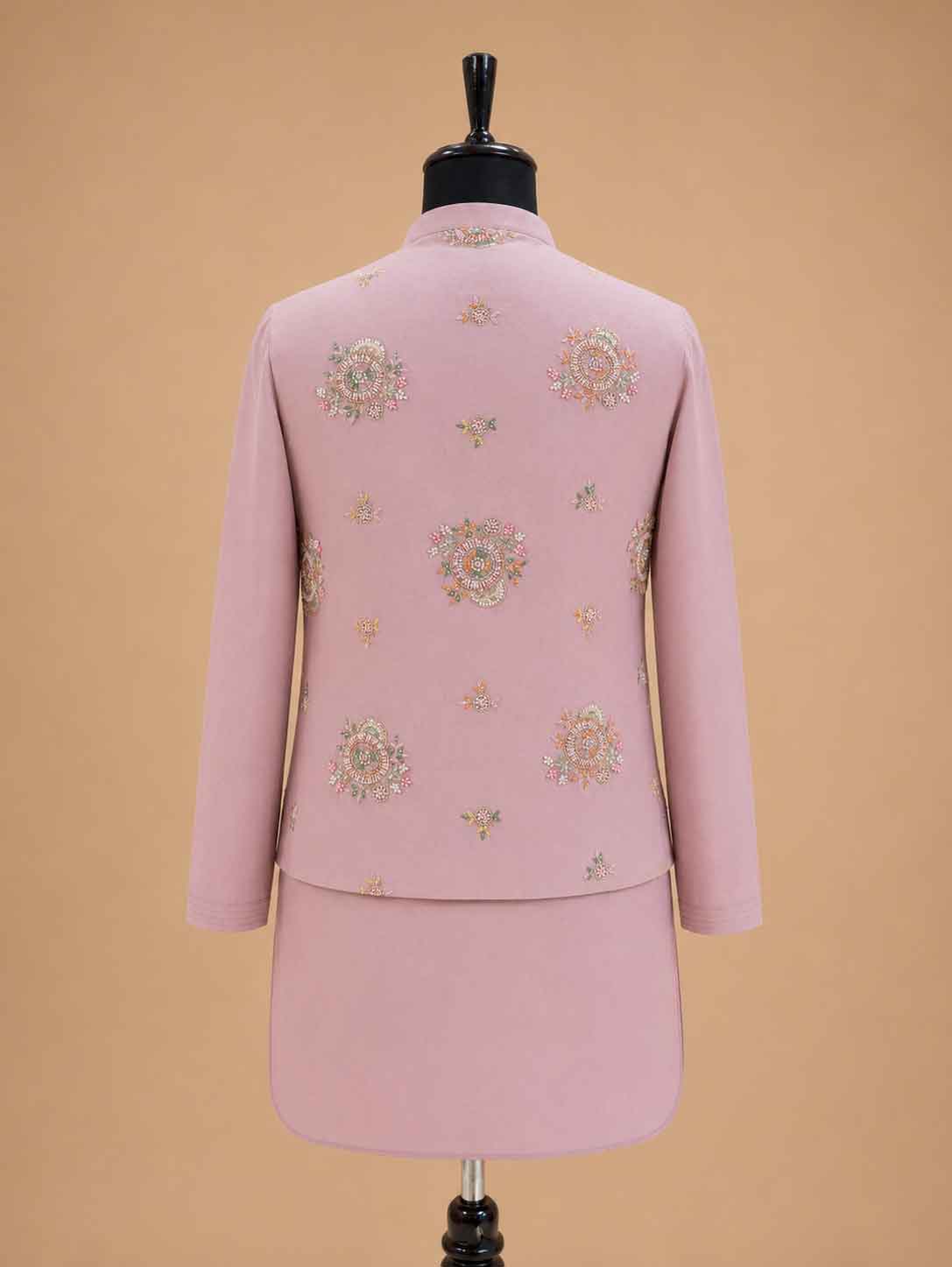Men's Onion Pink Kurta Pajama with Floral Embroidered Nehru Jacket | Premium Ethnic Wear for Weddings & Festive Occasions