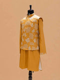 Men's Mustard Kurta Pajama with Embroidered Nehru Jacket | Premium Ethnic Wear for Weddings & Festive Occasions