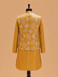 Men's Mustard Kurta Pajama with Embroidered Nehru Jacket | Premium Ethnic Wear for Weddings & Festive Occasions