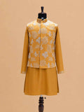 Men's Mustard Kurta Pajama with Embroidered Nehru Jacket | Premium Ethnic Wear for Weddings & Festive Occasions