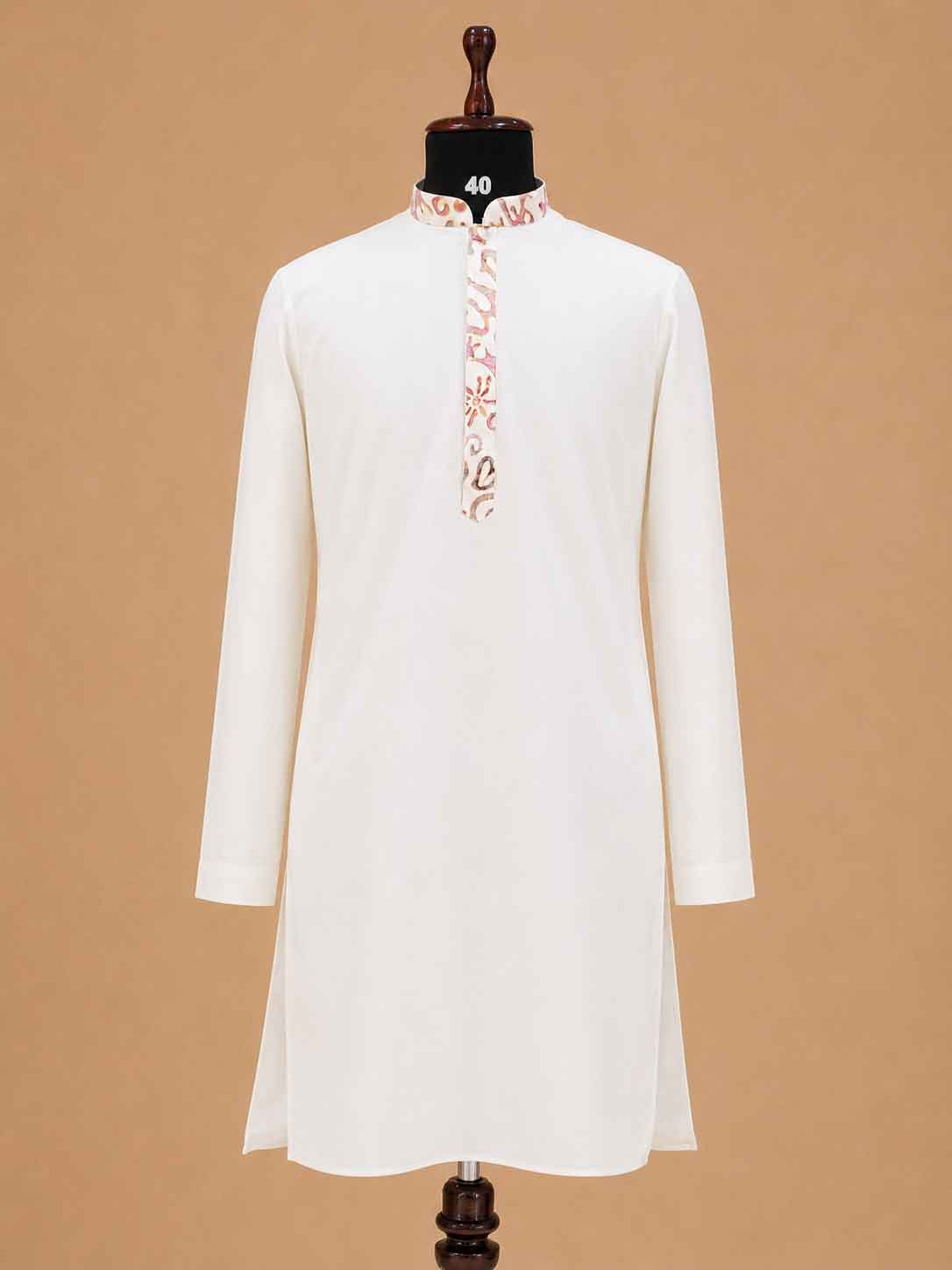Men's White Kurta Pajama with Multicolor Printed Nehru Jacket | Designer Festive & Wedding Ethnic Wear