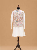 Men's White Kurta Pajama with Multicolor Printed Nehru Jacket | Designer Festive & Wedding Ethnic Wear