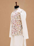 Men's White Kurta Pajama with Multicolor Printed Nehru Jacket | Designer Festive & Wedding Ethnic Wear