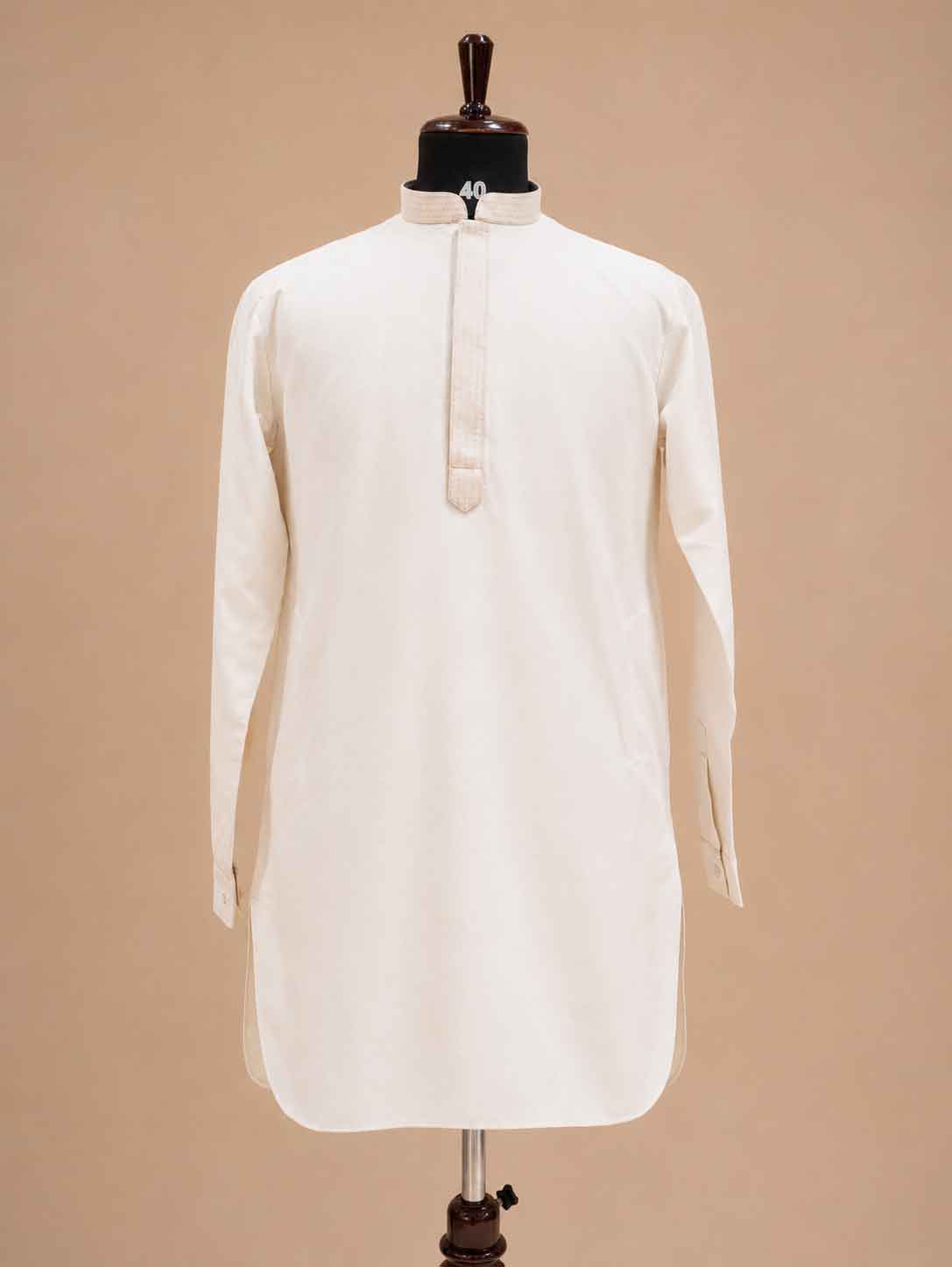 Men's Off-White Kurta Pajama with Embroidered Nehru Jacket | Premium Ethnic Wear for Weddings & Festive Occasions
