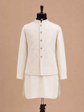 Men's Off-White Kurta Pajama with Embroidered Nehru Jacket | Premium Ethnic Wear for Weddings & Festive Occasions